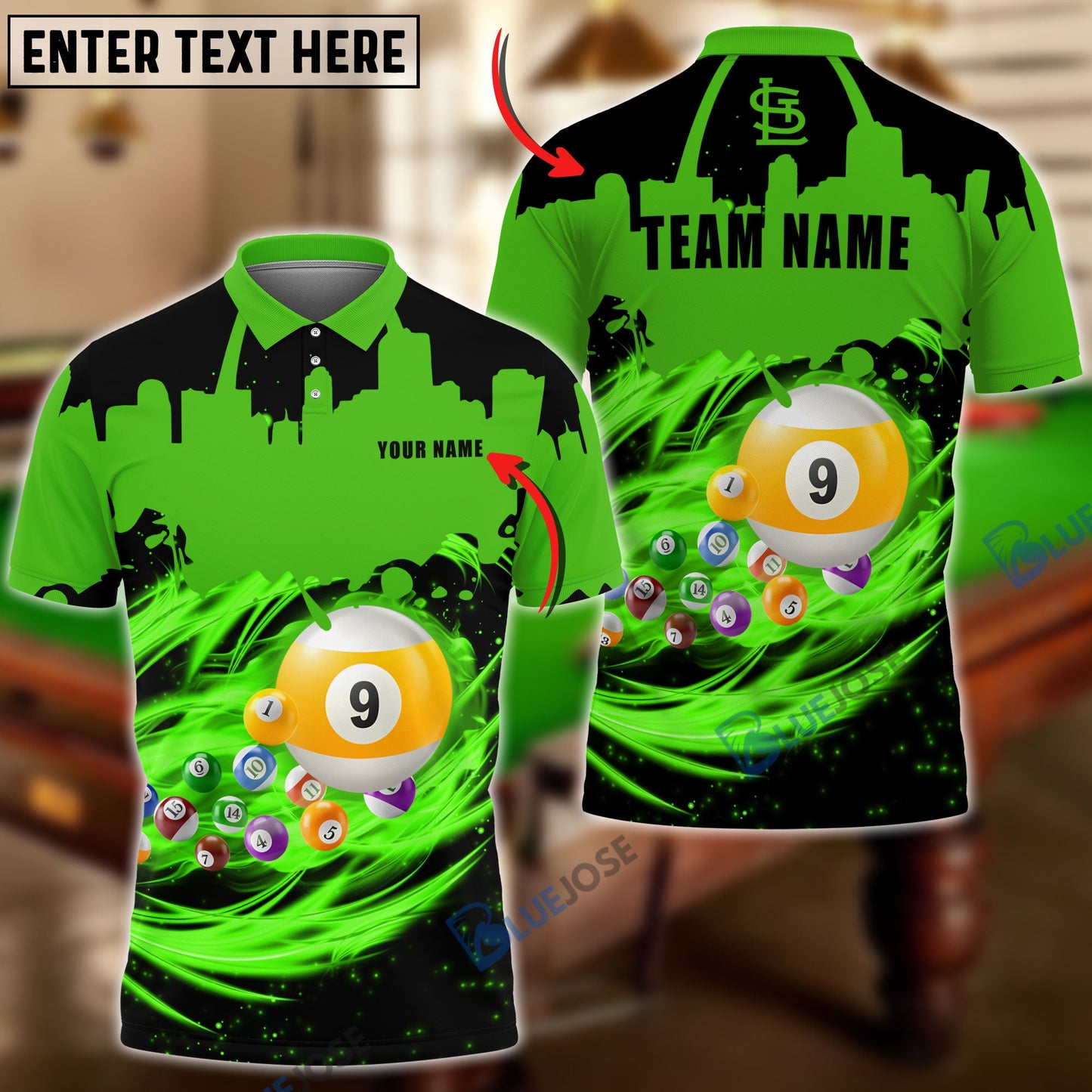 Frenzidea Billiards Smith STL 9-Ball Personalized Name, Team Name Unisex Shirt
