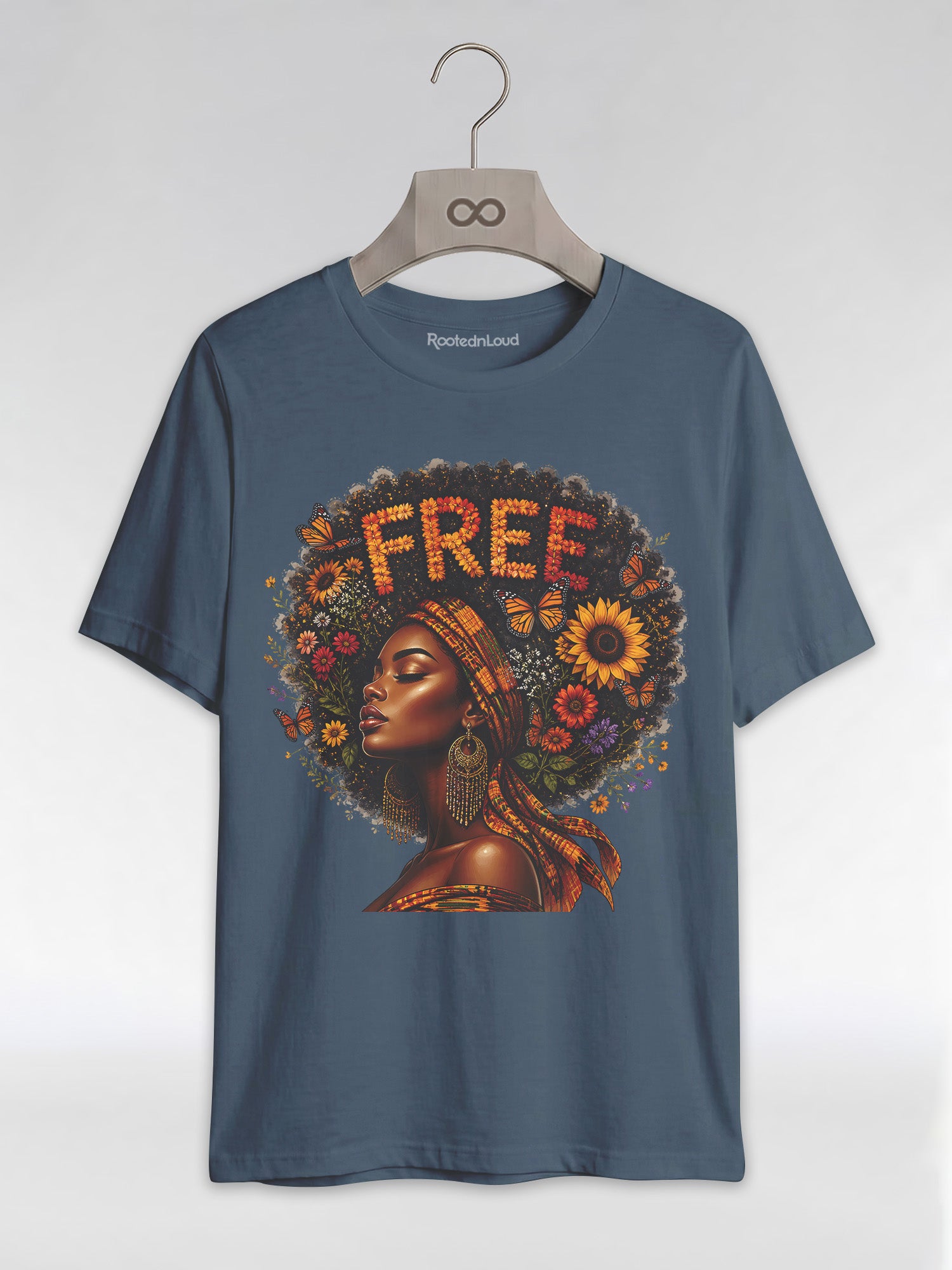 Free Floral Afro: Melanin Queen Empowerment Graphic T-Shirt - RootednLoud