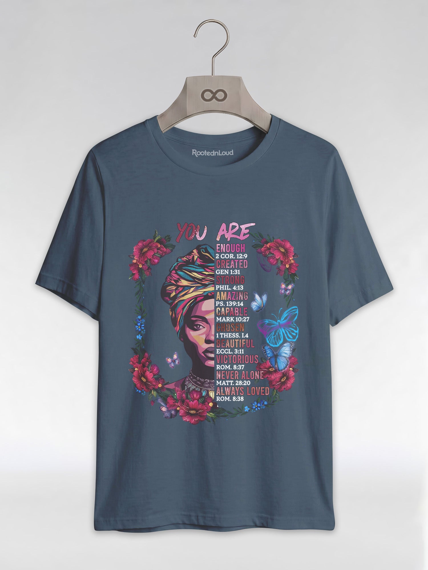 You Are Enough: Black Woman Christian Affirmations Graphic T-Shirt - RootednLoud