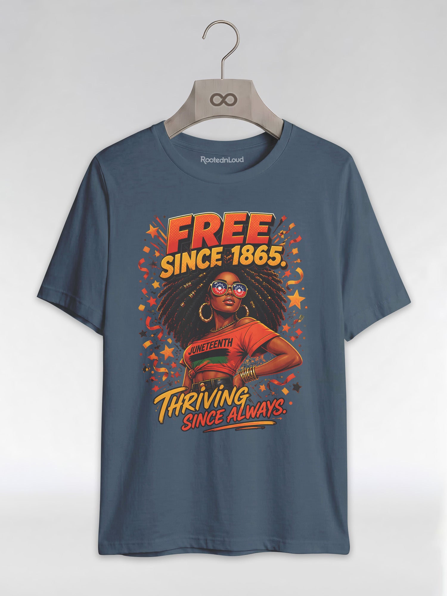 Thriving Since Always: Free Since 1865 Juneteenth Graphic T-Shirt - RootednLoud