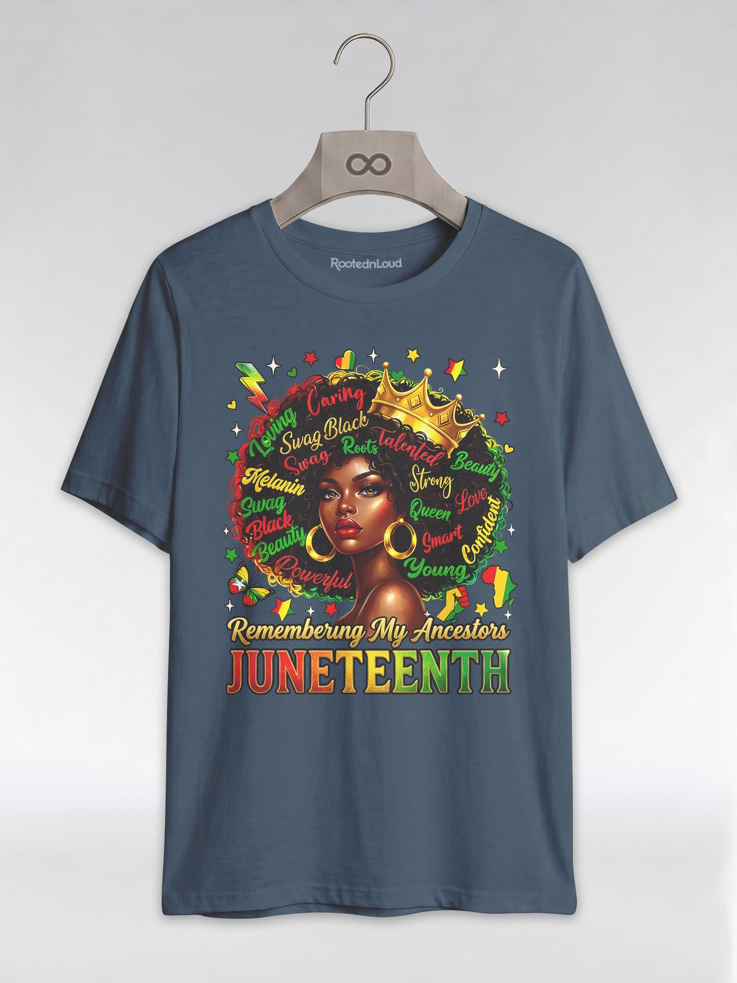 Remembering My Ancestors Juneteenth: Black Queen Graphic T-Shirt - RootednLoud
