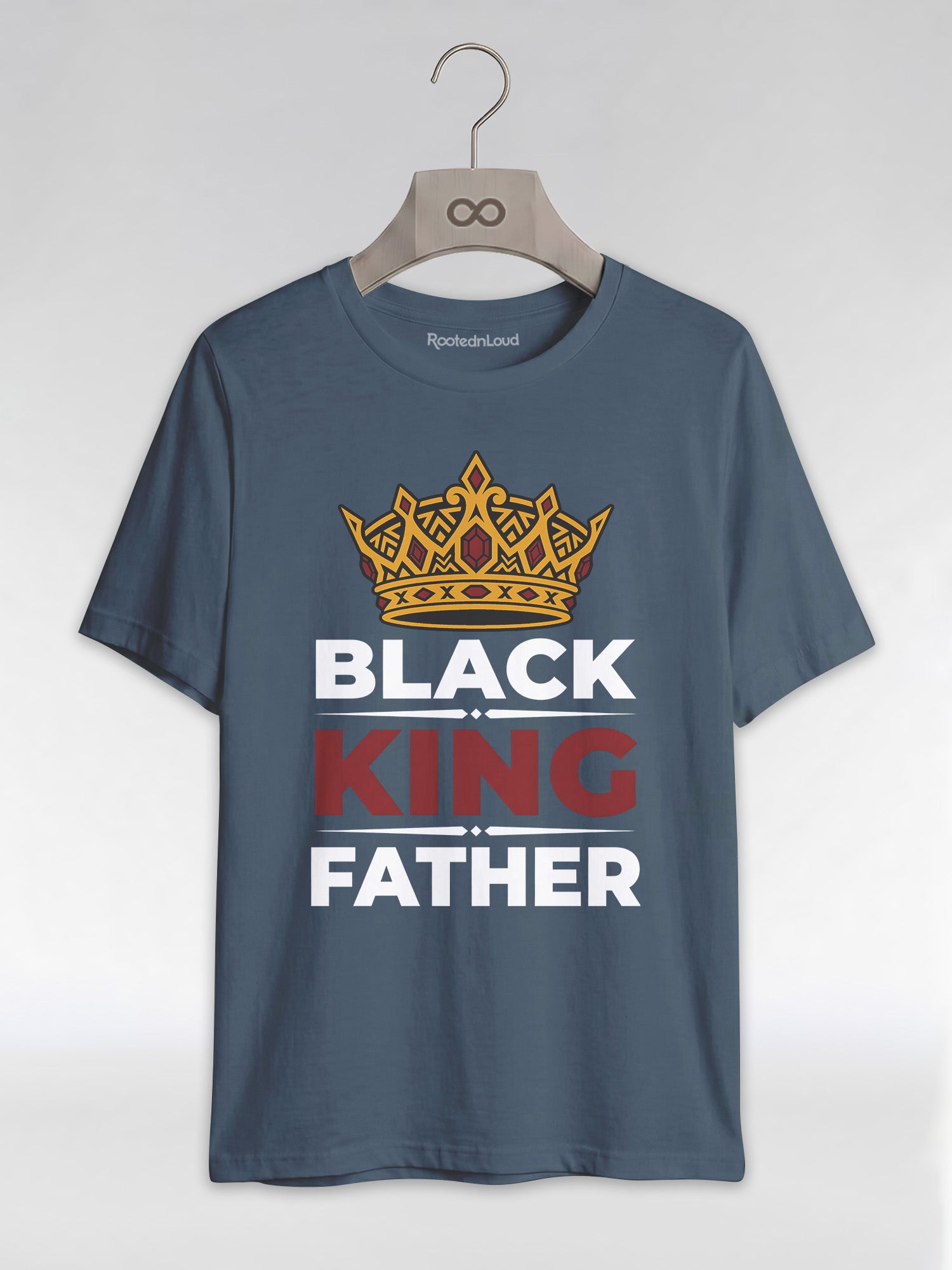 Black King Father Crown: Proud Dad Empowerment Graphic T-Shirt - RootednLoud