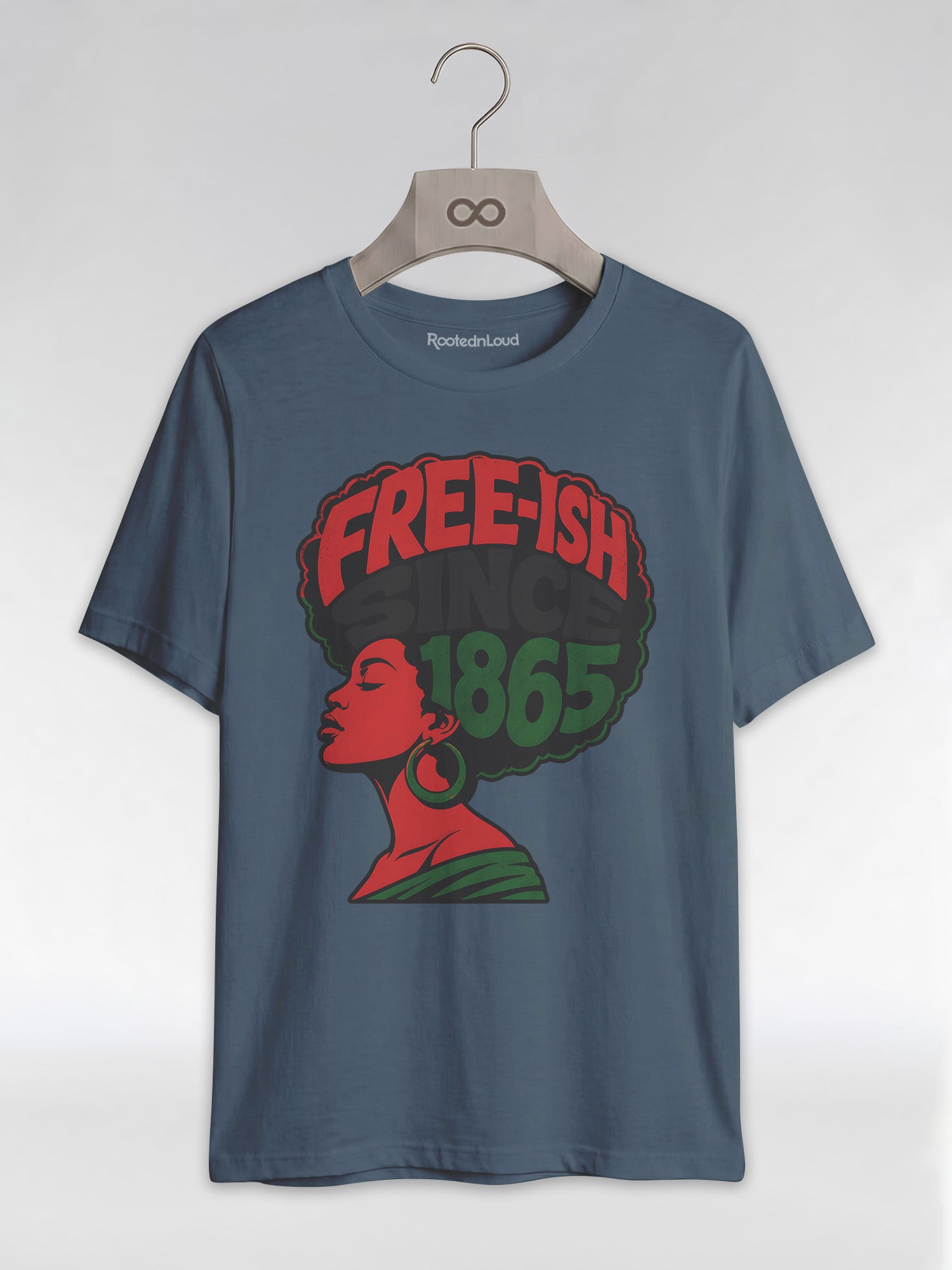 Free-ish Since 1865: Juneteenth Afro Silhouette Graphic T-Shirt - RootednLoud