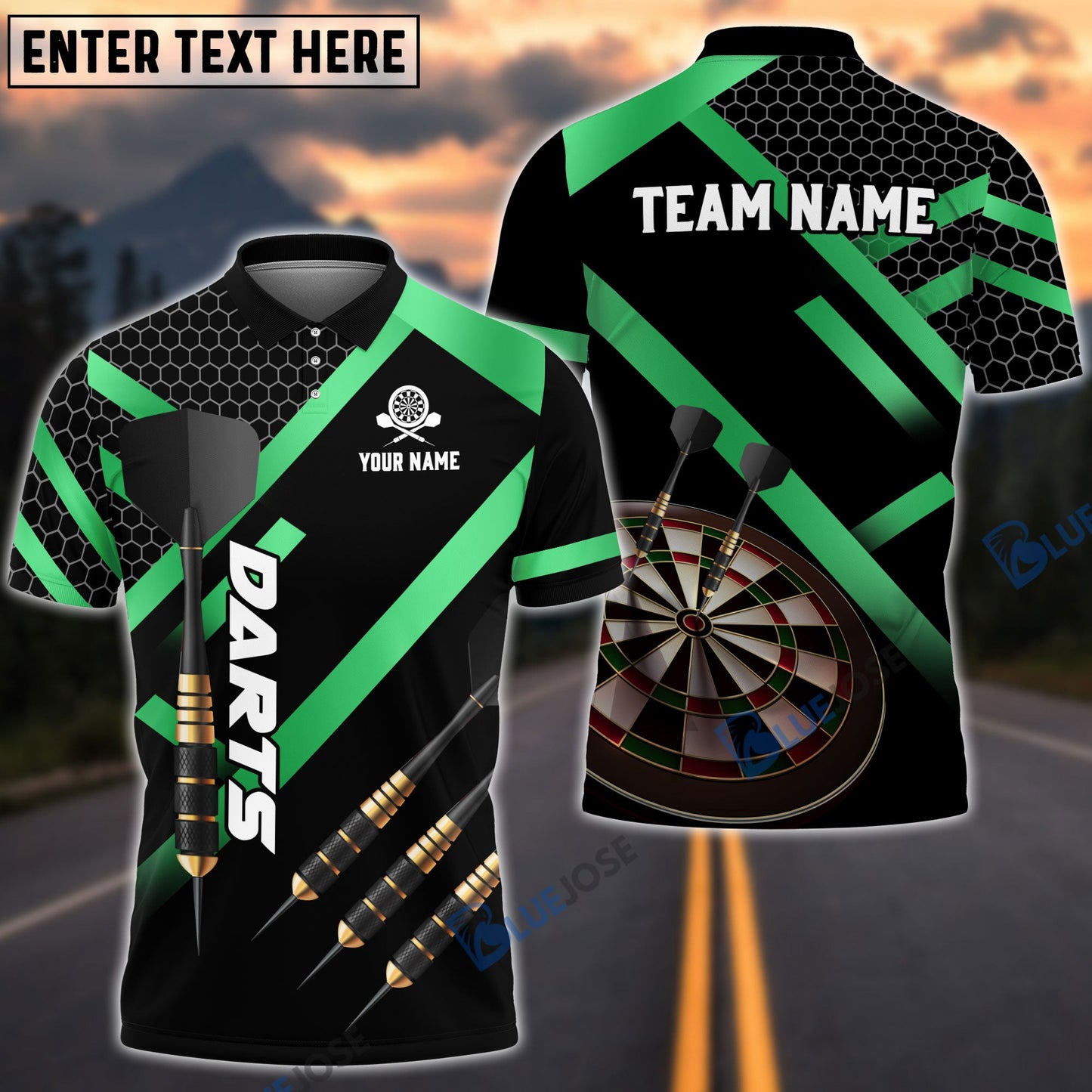 Frenzidea Darts Metalic Style Personalized Name, Team Name 3D Shirt (4 Colors)
