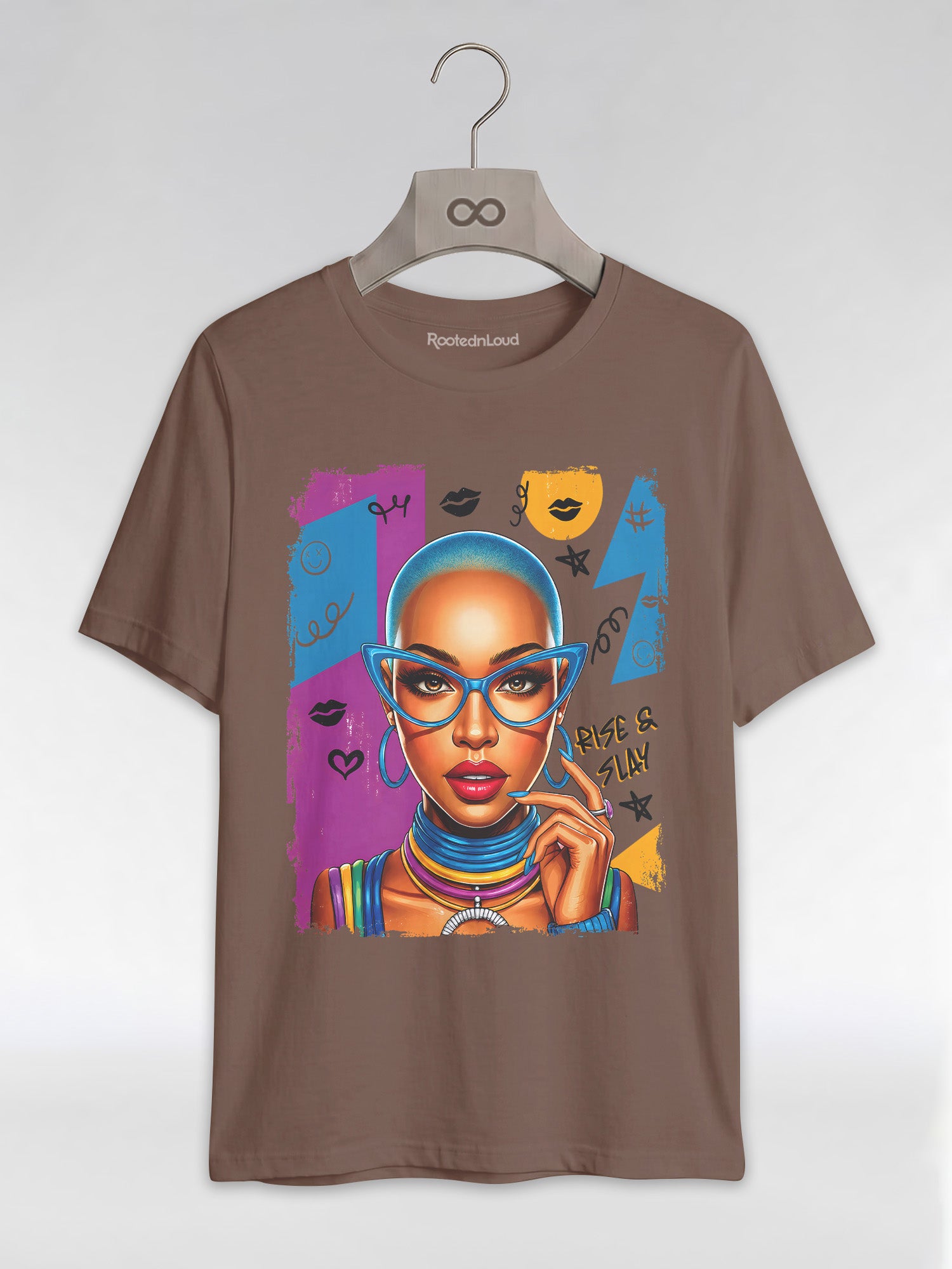 Rise & Slay: 90s Retro Pop Art Black Queen Graphic T-Shirt - RootednLoud