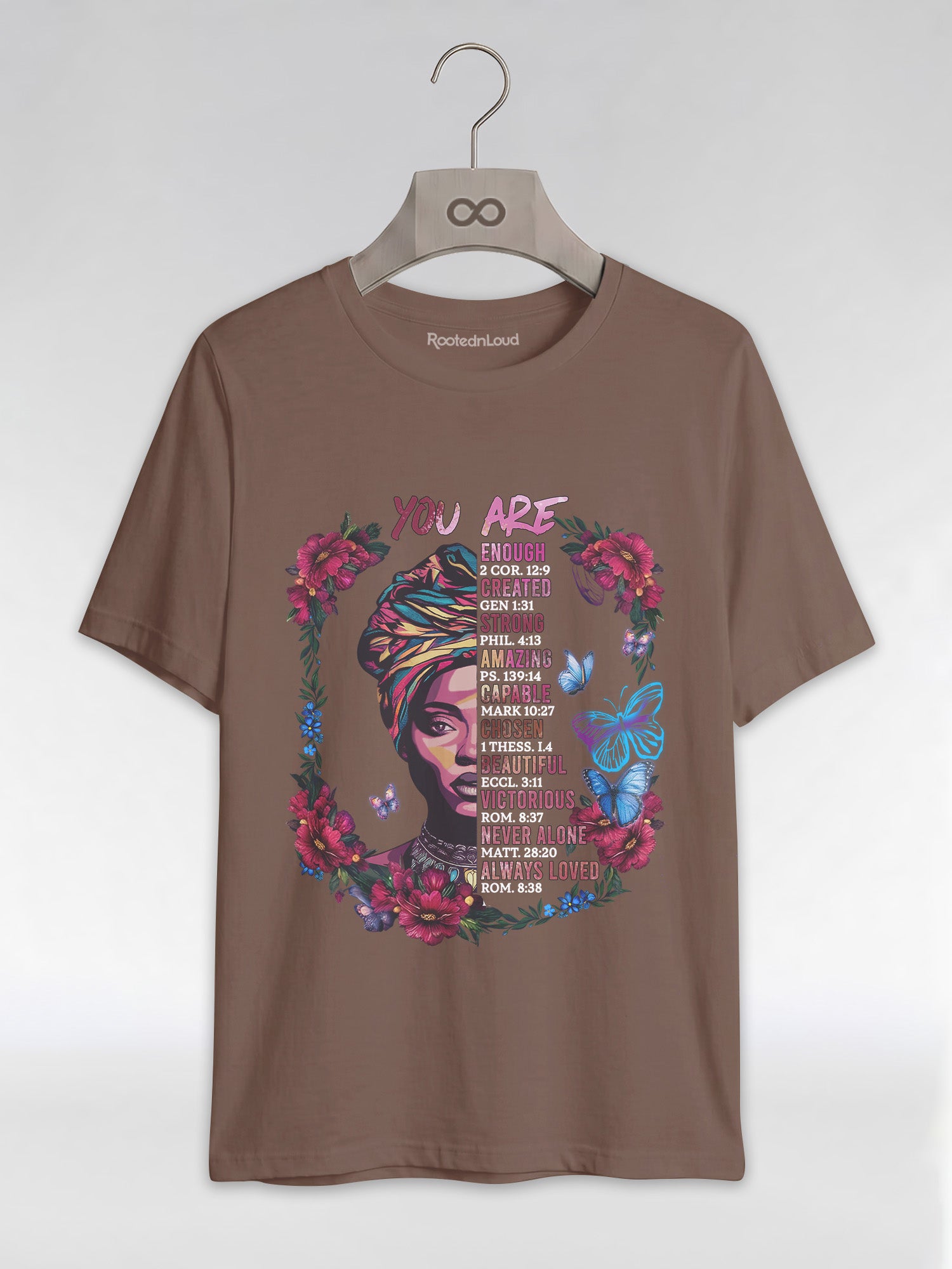 You Are Enough: Black Woman Christian Affirmations Graphic T-Shirt - RootednLoud