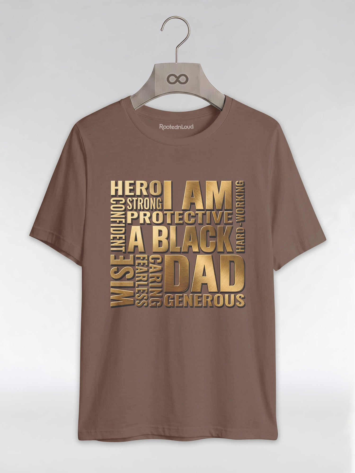 I Am A Black Dad: Golden Typography Empowerment Graphic T-Shirt - RootednLoud