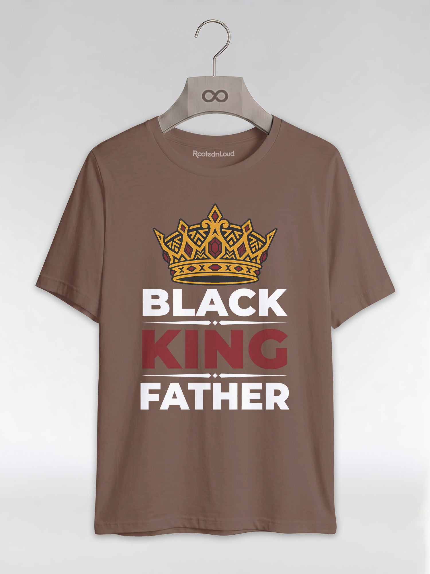 Black King Father Crown: Proud Dad Empowerment Graphic T-Shirt - RootednLoud