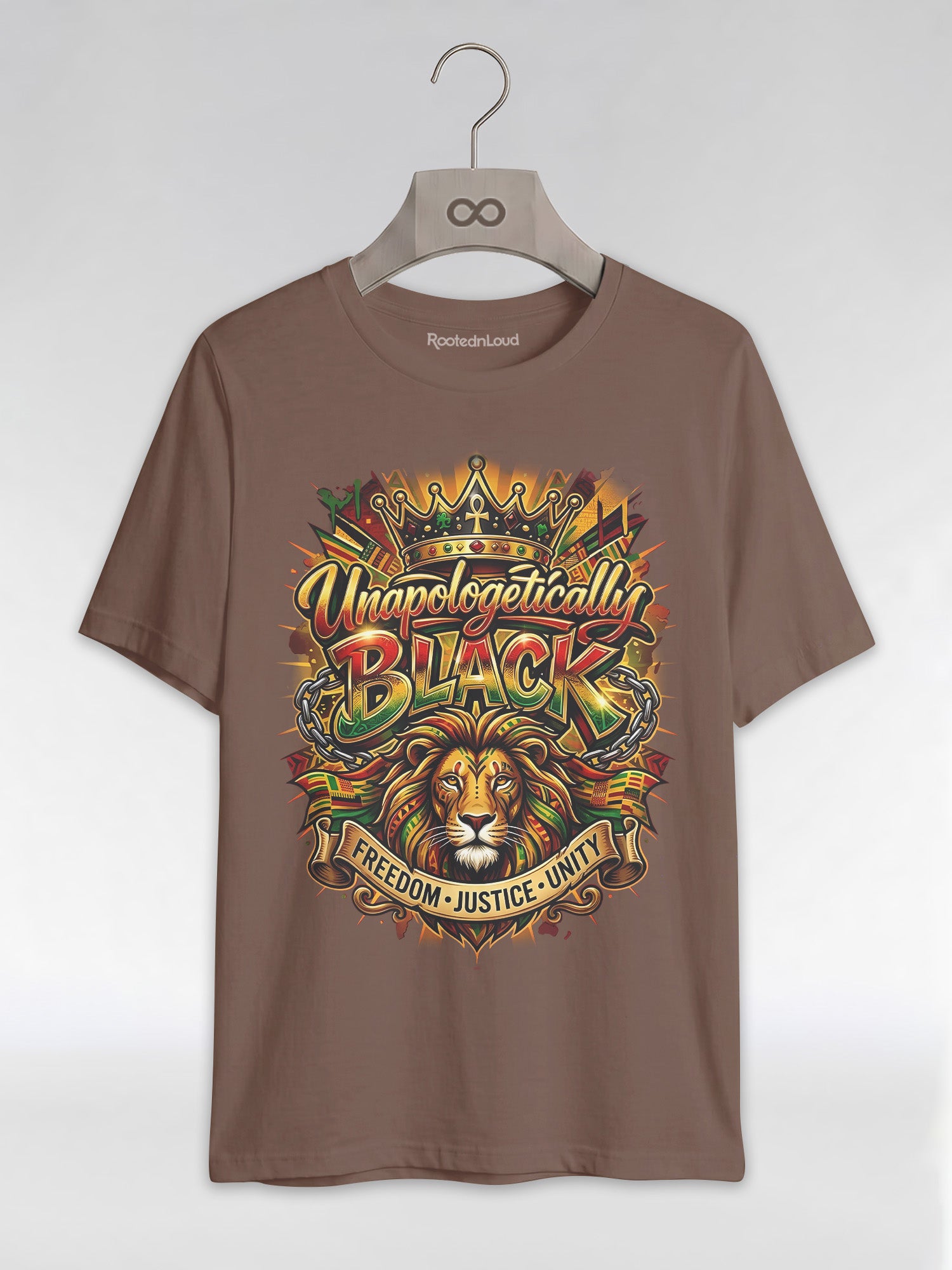 Unapologetically Black Lion Crown: Pan-African Pride Graphic T-Shirt - RootednLoud