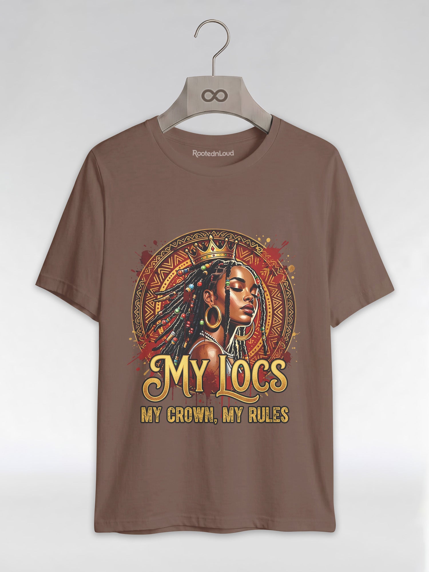 My Locs My Crown: Regal Black Queen Graphic T-Shirt - RootednLoud