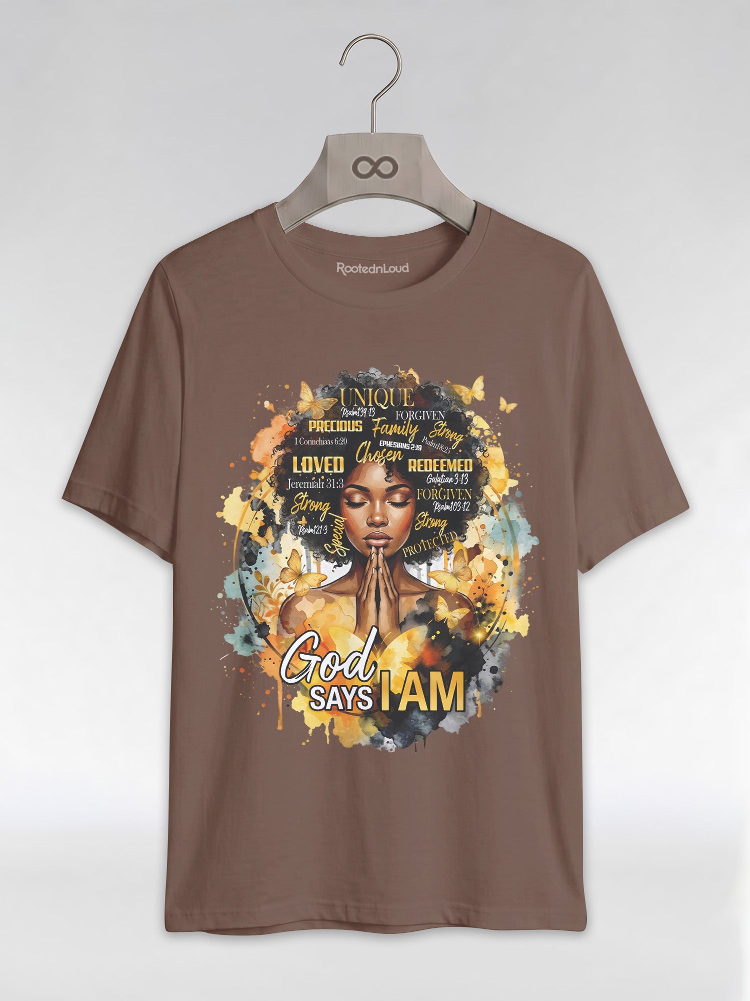 God Says I Am: Black Queen Christian Affirmations Graphic T-Shirt - RootednLoud