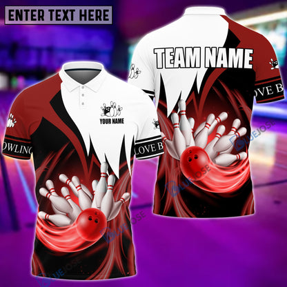 Frenzidea Bowling and Pins Color & White Personalized Name, Team Name Unisex Shirt (4 Colors)