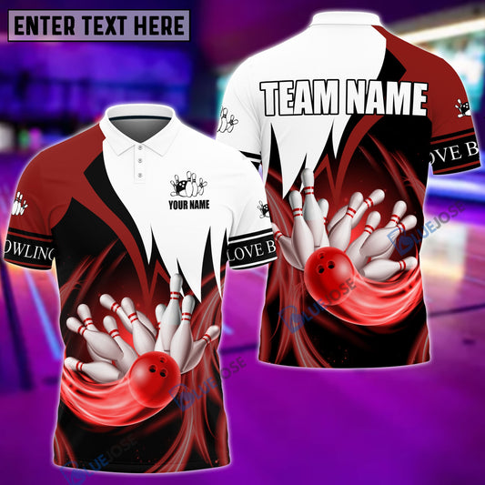 Frenzidea Bowling and Pins Color & White Personalized Name, Team Name Unisex Shirt (4 Colors)