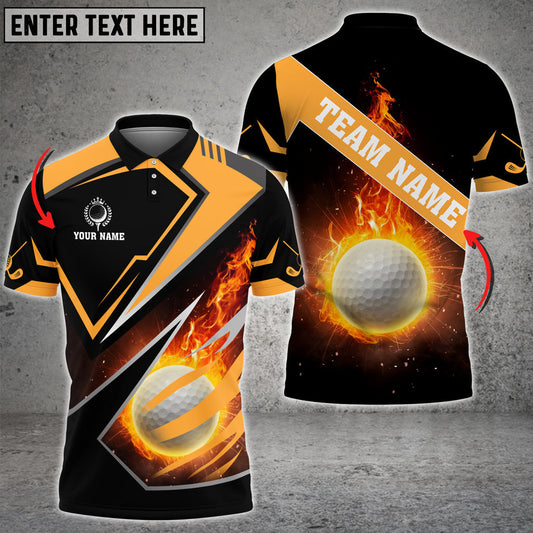 Frenzidea Fire Golf Ball Personalized Name, Team Name 3D Shirt