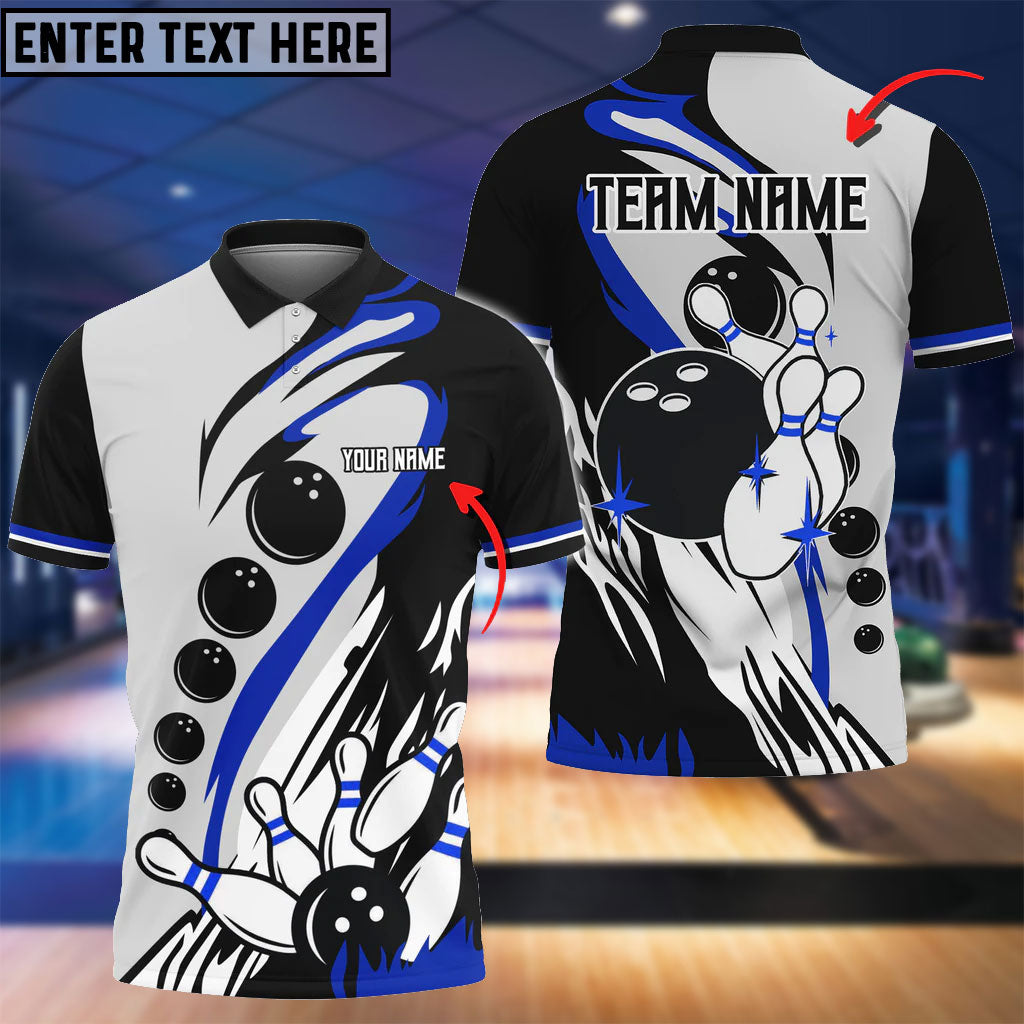 Frenzidea Bowling Ball And Pins Wind Rise Multicolor Option Customized Name 3D Shirt (4 Colors)