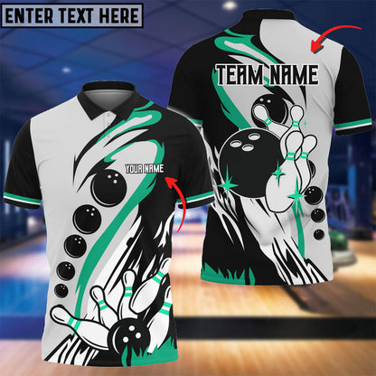 Frenzidea Bowling Ball And Pins Wind Rise Multicolor Option Customized Name 3D Shirt (4 Colors)