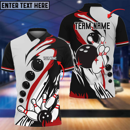 Frenzidea Bowling Ball And Pins Wind Rise Multicolor Option Customized Name 3D Shirt (4 Colors)
