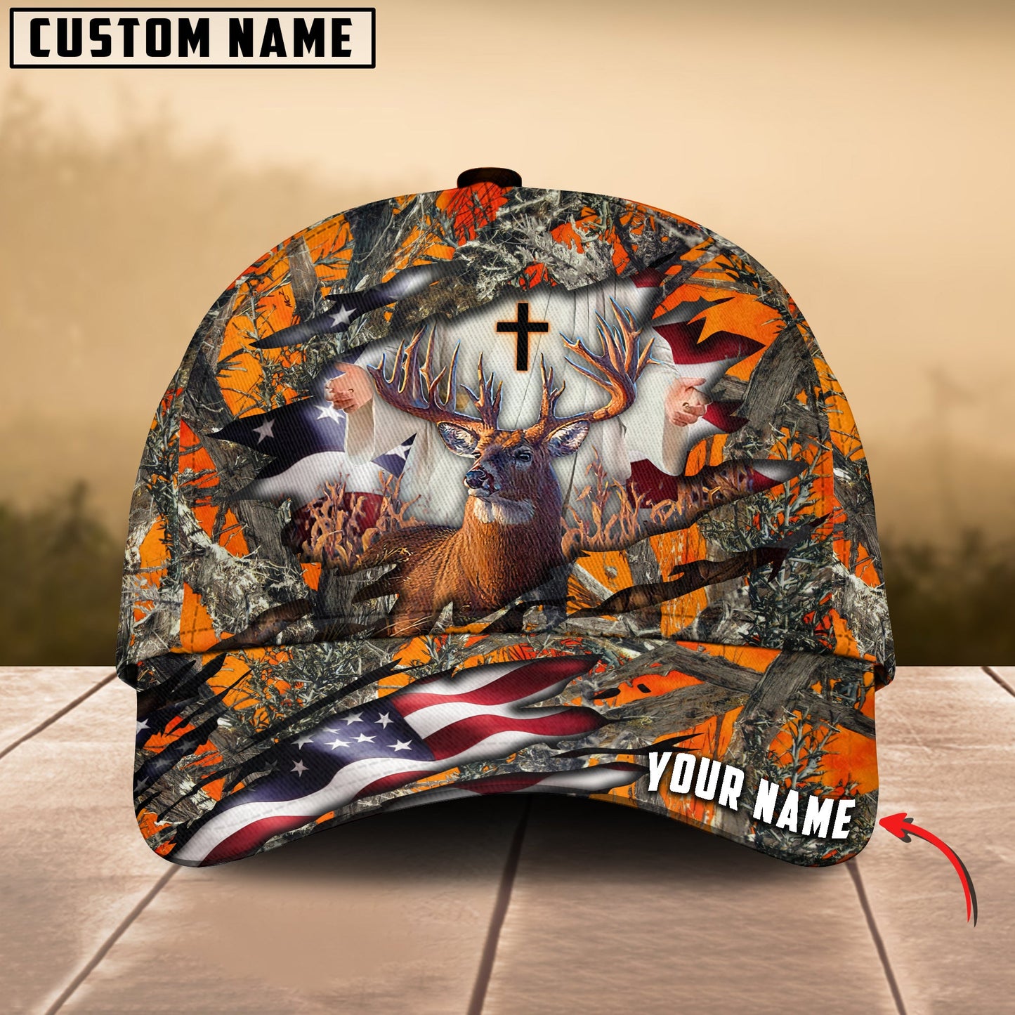Frenzidea Colorful God America Hunting Deer Multicolor Personalized Cap