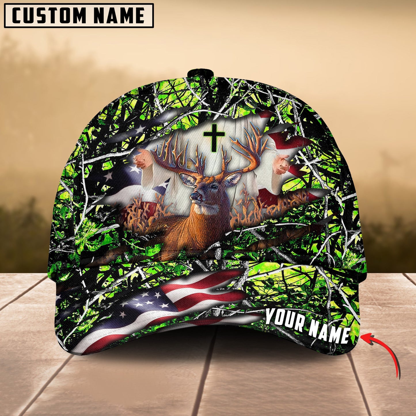 Frenzidea Colorful God America Hunting Deer Multicolor Personalized Cap