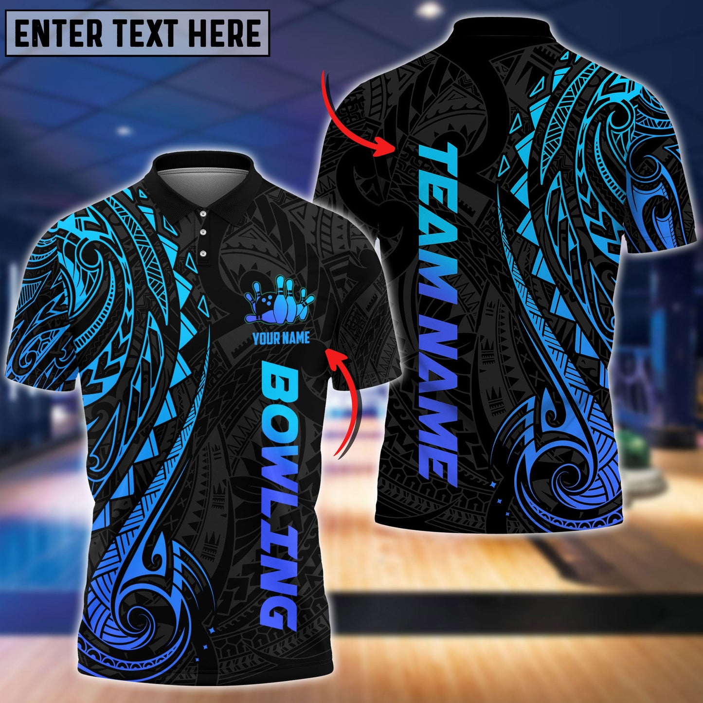 frenzidea Bowling And Pins Maori Customized Name 3D Shirt (4 Colors)