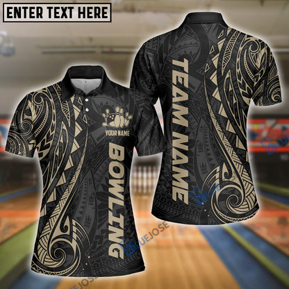 Frenzideas Bowling And Pins Maori Customized Name 3D Shirt for Women