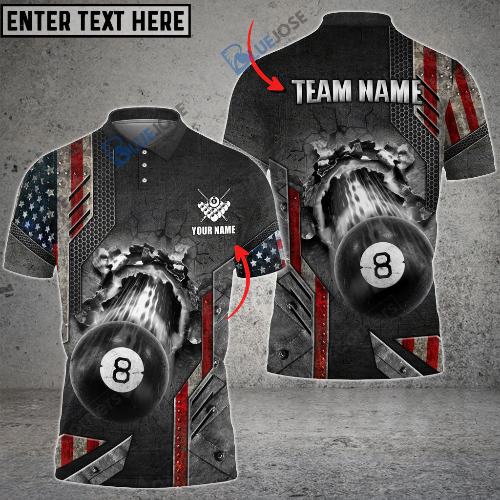 Frenzidea Billiards Metallic Personalized Name, Team Name 3D Shirt