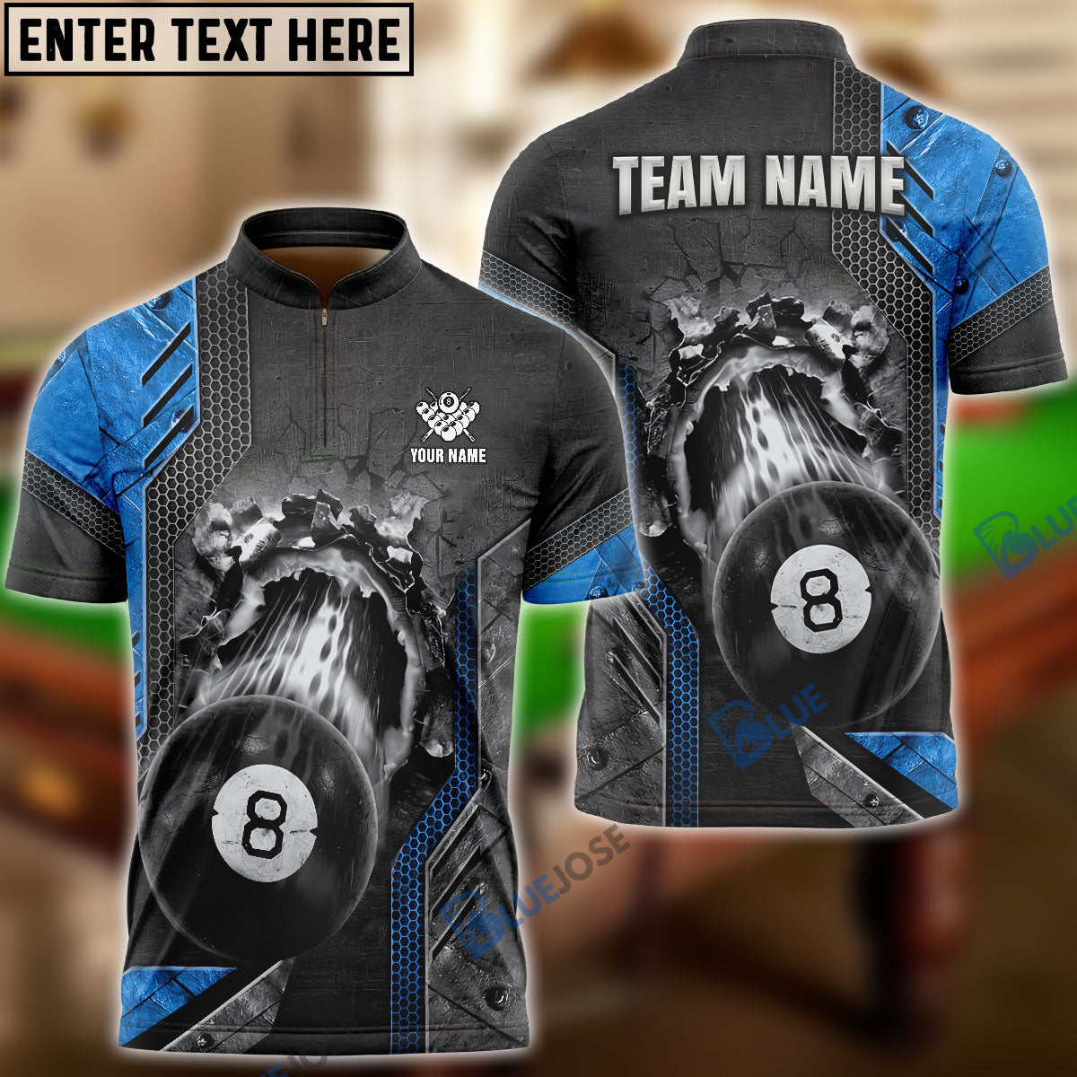 Frenzidea Billiards Metallic Personalized Name, Team Name 3D Shirt