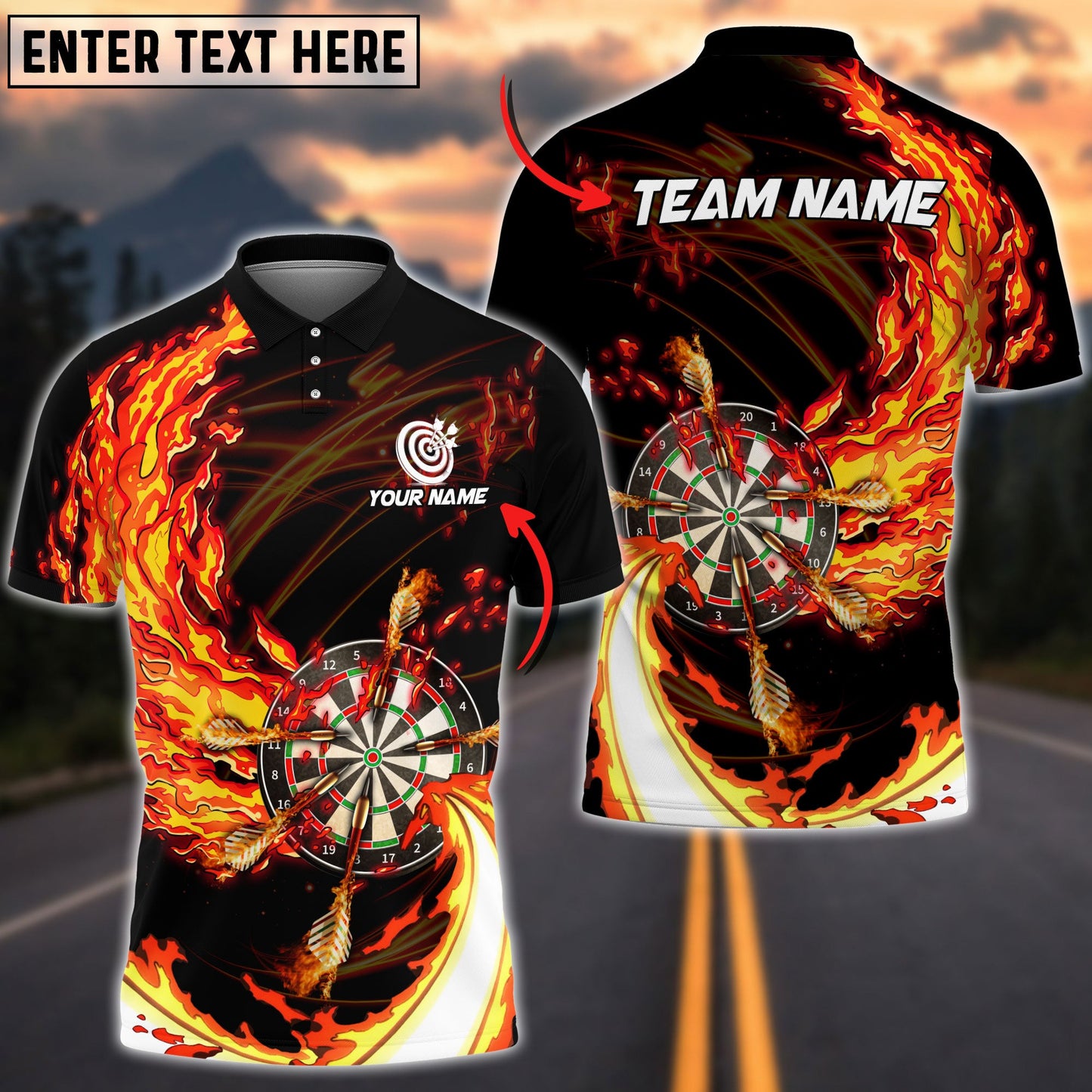 Frenzidea Breath Of Fire Darts Personalized Name, Team Name 3D Shirt (4 Colors)