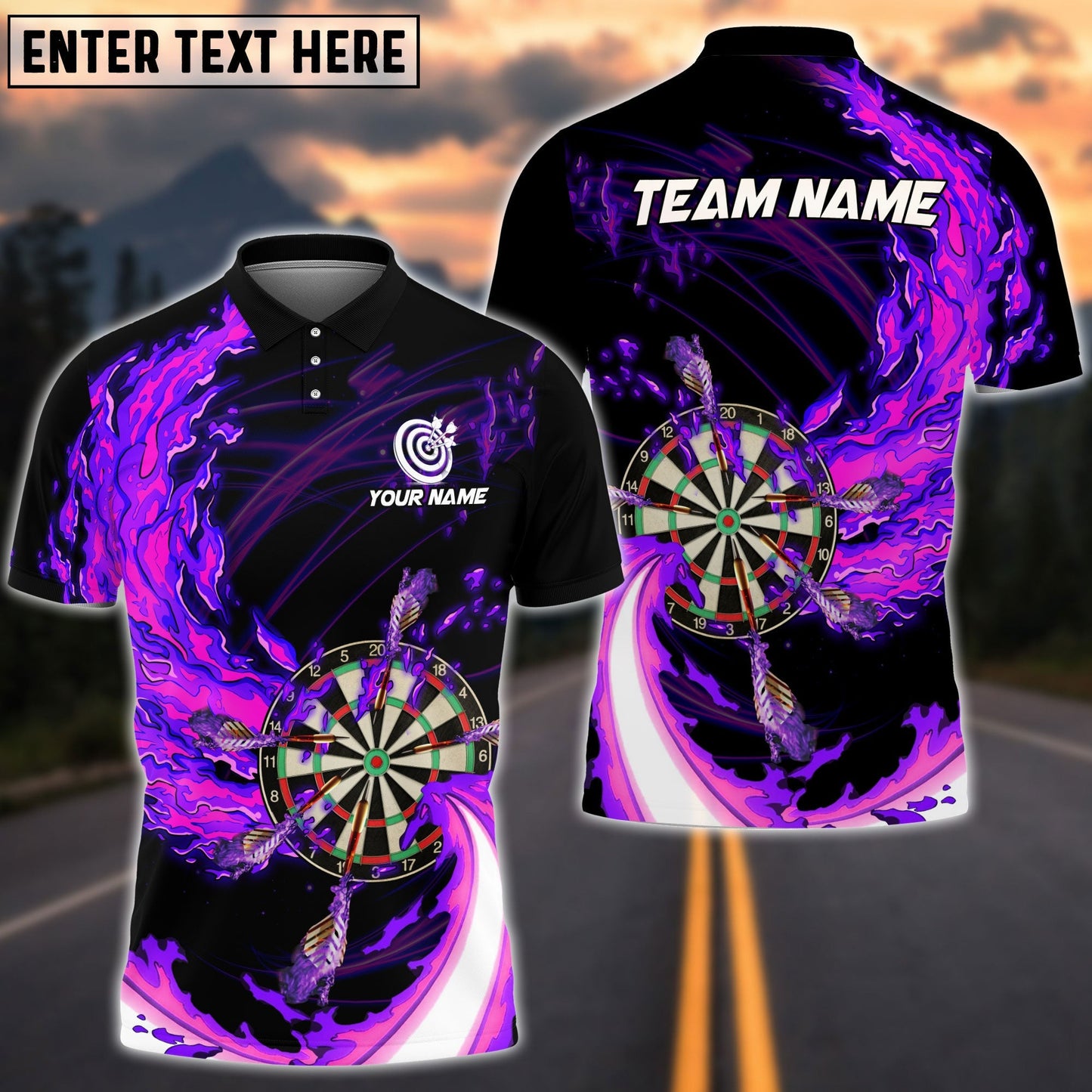 Frenzidea Breath Of Fire Darts Personalized Name, Team Name Polo Shirt (4 Colors)