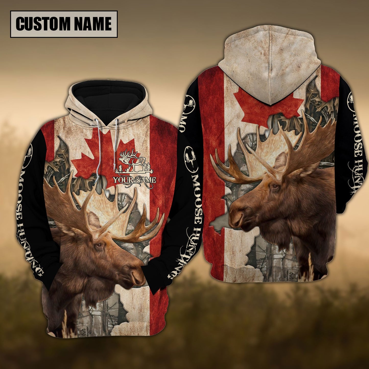 Frenzidea Moose Hunting Canada Custom Name 3D Shirts
