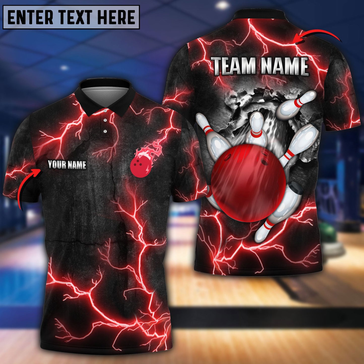 frenzidea Bowling And Pins The Power Of The God Of Thunder Customized Name 3D Shirt (4 Colors)