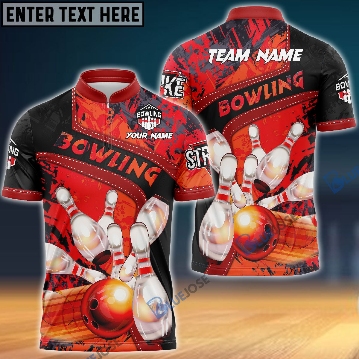 Frenzideas Bowling And Pins Abstract Grunge and Multicolor Personalized Name, Team Name 3D Shirt