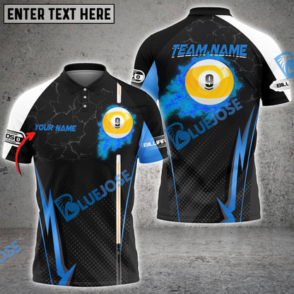 Frenzidea Billiards Ball 9 Fire Cue Personalized Name, Team Name Unisex Shirt ( 4 Colors )