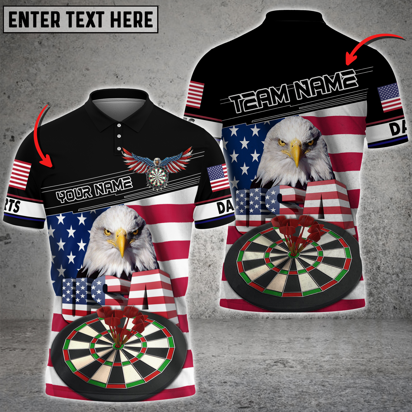 Frenzidea Eagle Dart DartBoard Personalized Name, Team Name 3D Shirt