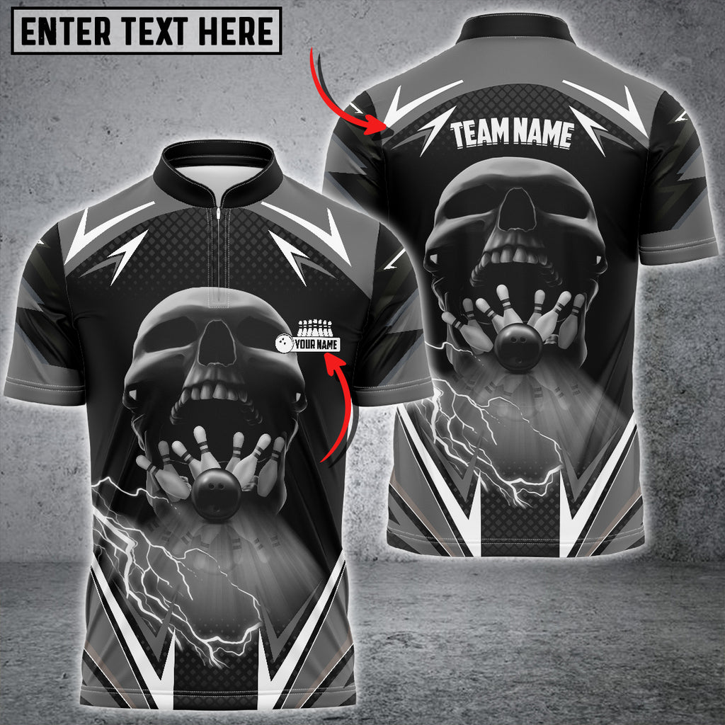 Frenzidea Bowling And Pins Lightning Into Skull Multicolor Option Customized Name 3D Shirt