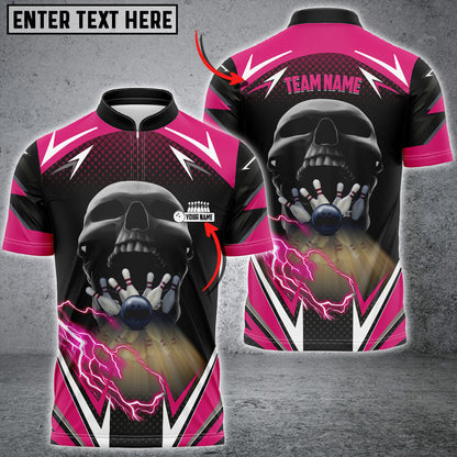 Frenzidea Bowling And Pins Lightning Into Skull Multicolor Option Customized Name 3D Shirt