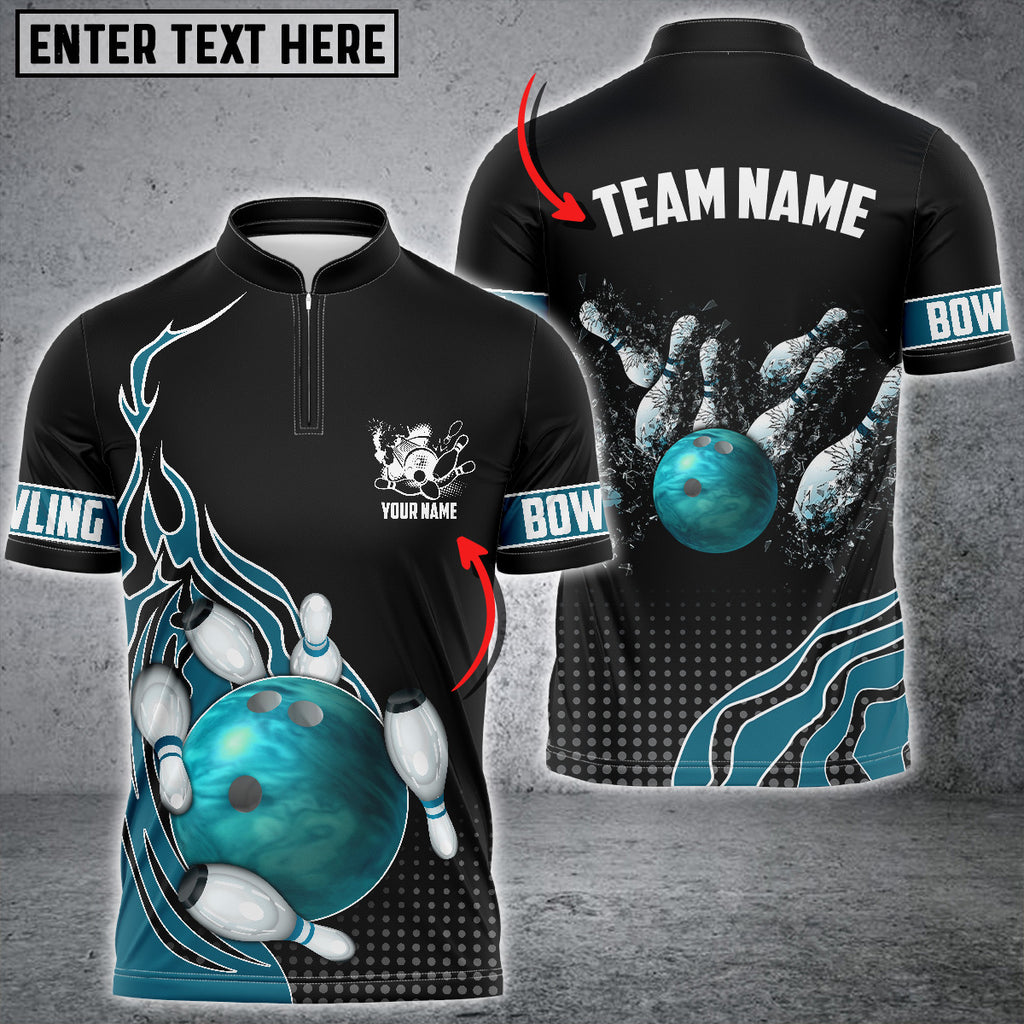 Frenzidea Bowling And Breaking Pins Multicolor Option Customized Name 3D Shirt