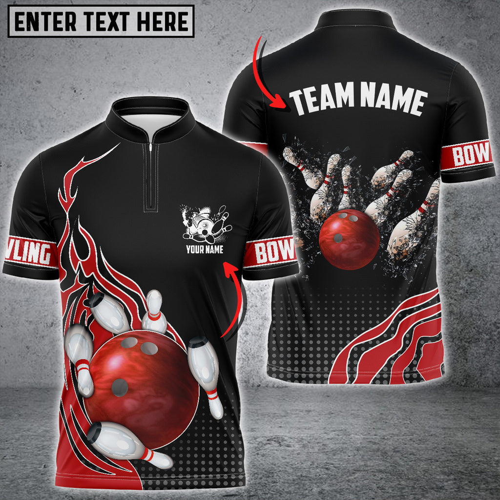 Frenzidea Bowling And Breaking Pins Multicolor Option Customized Name 3D Shirt