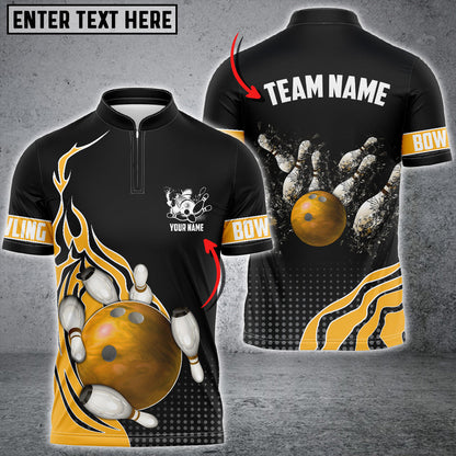 Frenzidea Bowling And Breaking Pins Multicolor Option Customized Name 3D Shirt