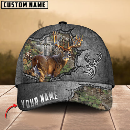Frenzidea Deer Hunting Metal Under God Personalized Cap (9 Colors)