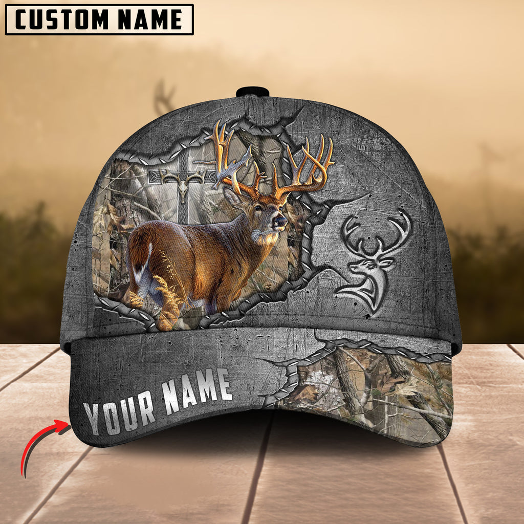 Frenzidea Deer Hunting Metal Under God Personalized Cap (9 Colors)