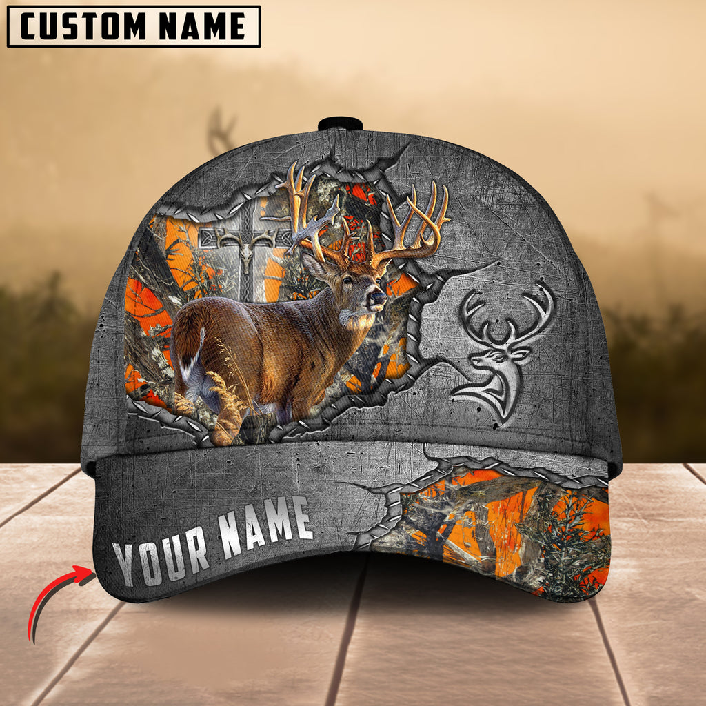 Frenzidea Deer Hunting Metal Under God Personalized Cap (9 Colors)