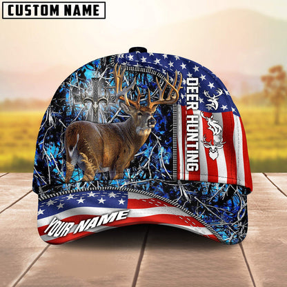 Frenzidea Deer Hunting American Under God Personalized Cap (9 Colors)