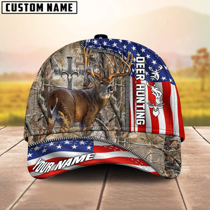 Frenzidea Deer Hunting American Under God Personalized Cap (9 Colors)
