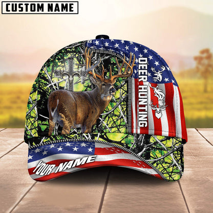 Frenzidea Deer Hunting American Under God Personalized Cap (9 Colors)