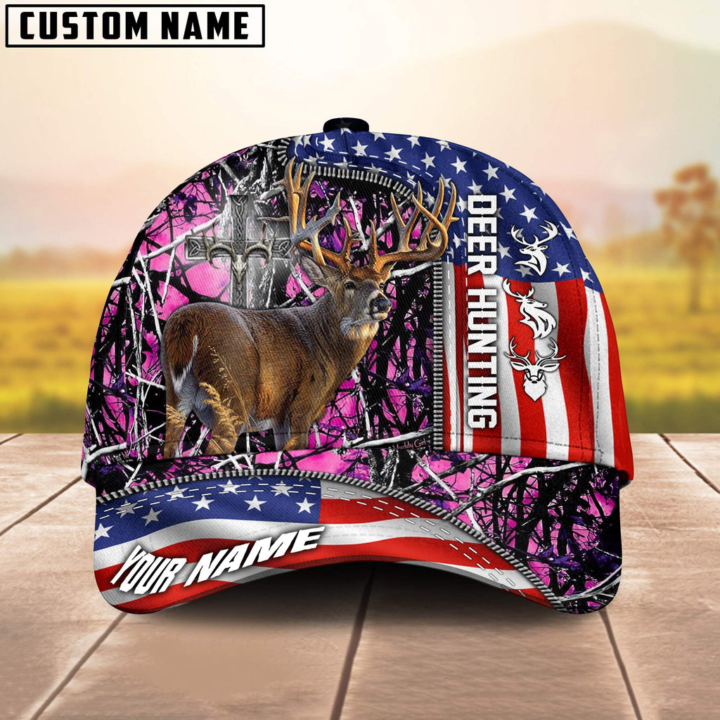 Frenzidea Deer Hunting American Under God Personalized Cap (9 Colors)