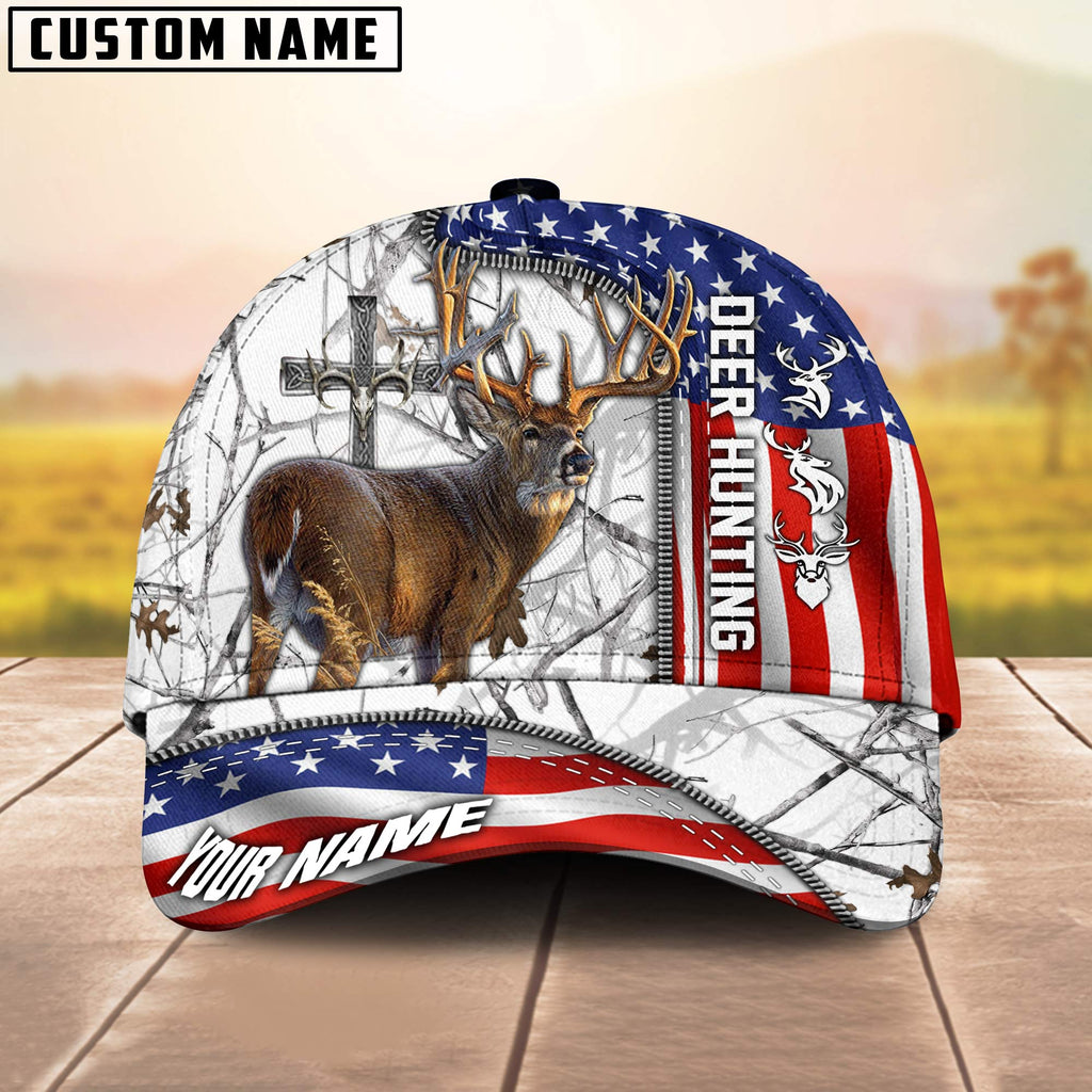 Frenzidea Deer Hunting American Under God Personalized Cap (9 Colors)