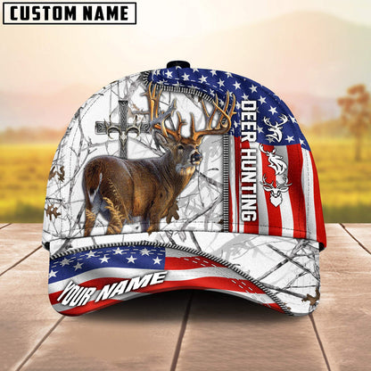Frenzidea Deer Hunting American Under God Personalized Cap (9 Colors)