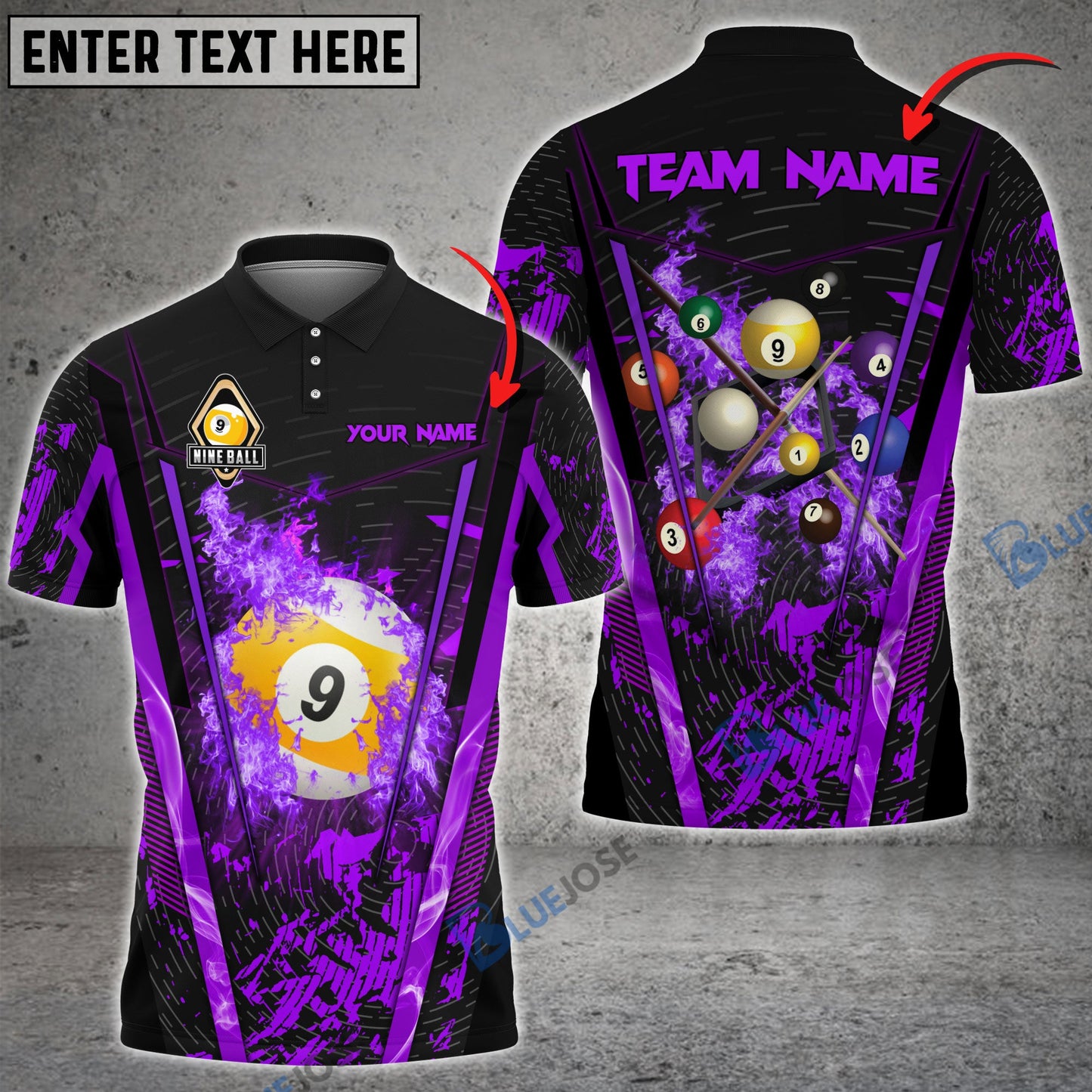 Frenzidea Billiards Ball 9 Abstract Grunge Texture Personalized Name, Team Name Unisex Shirt ( 6 Colors )