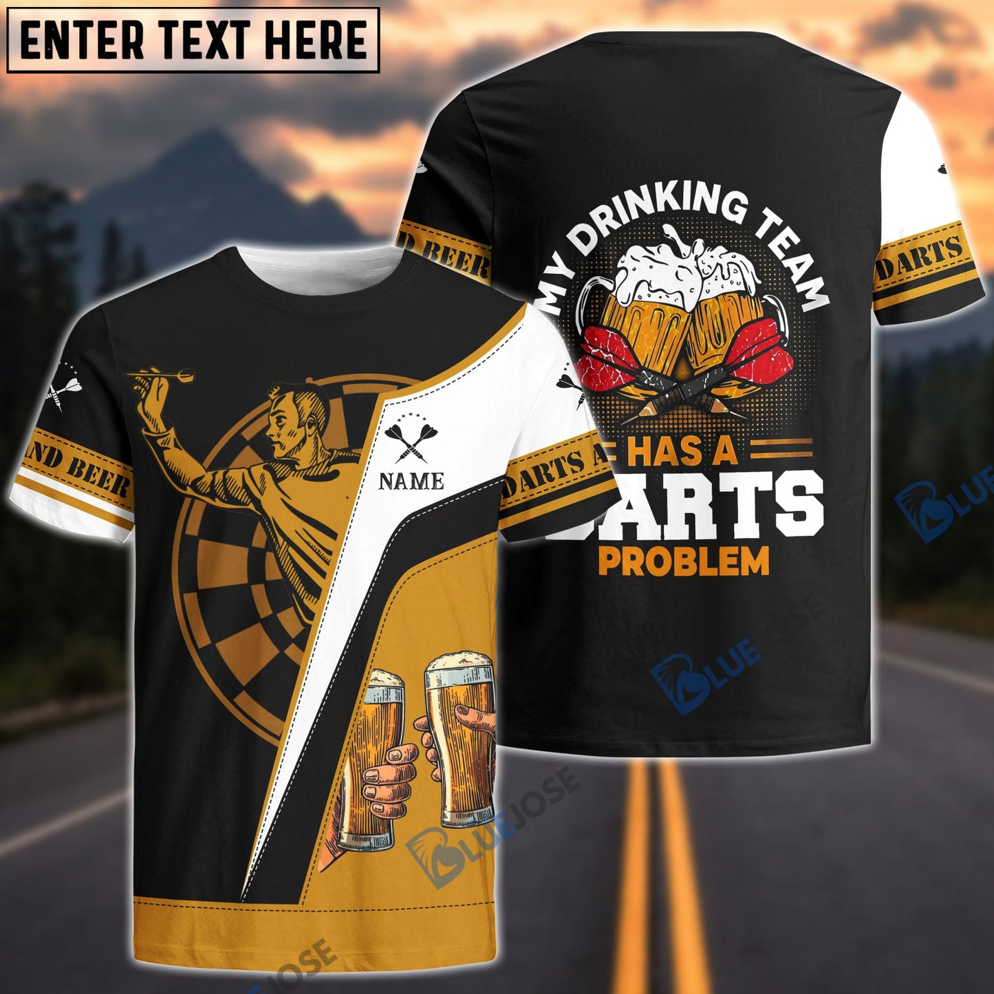 Frenzidea Drinkers Play Darts Personalized Name, Team Name 3D Shirt